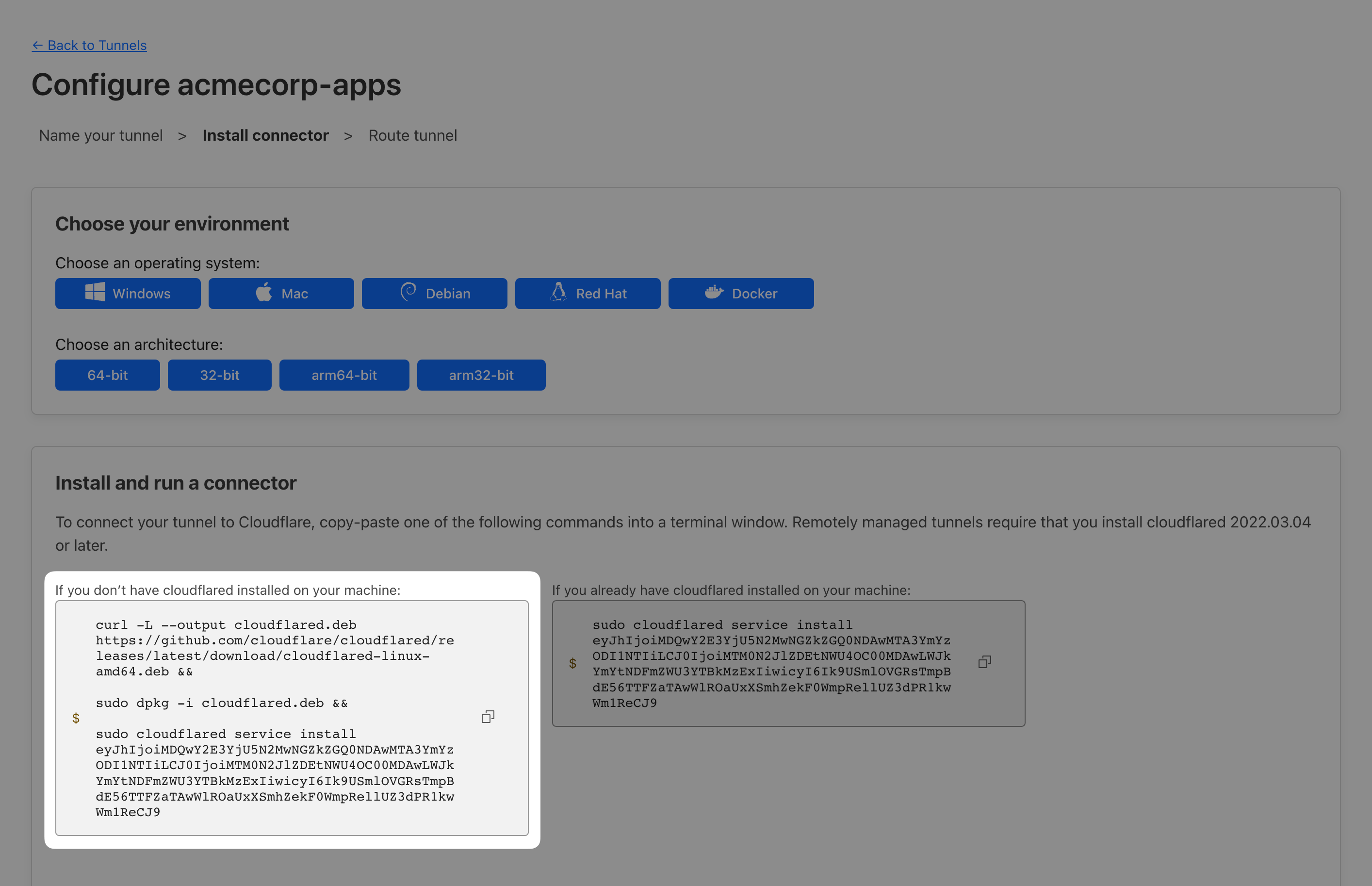 Configure tunnel